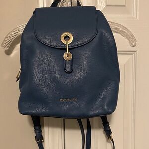 Michael Kors Navy Leather Backpack